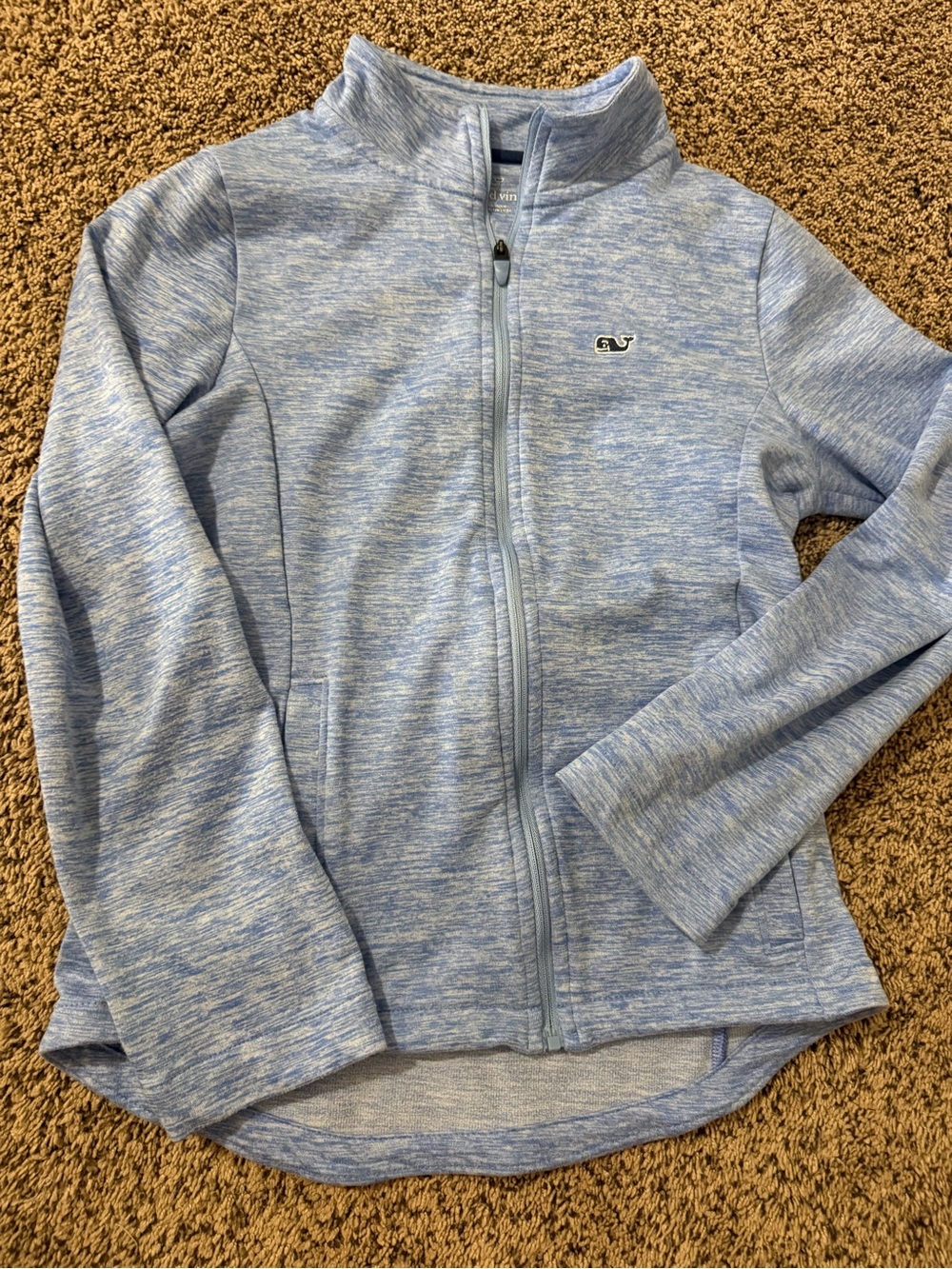 Vineyard vines girls heathered blue medium zip up